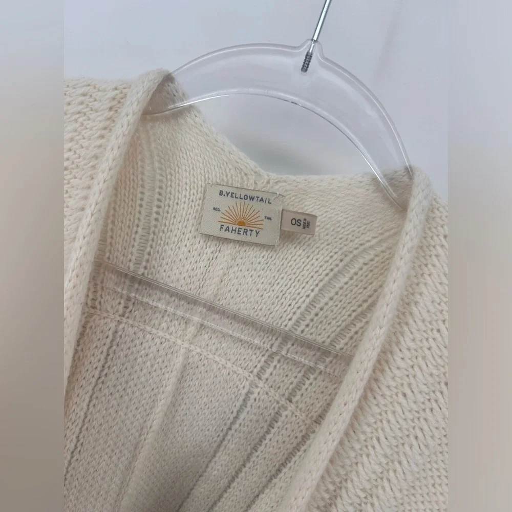 Faherty X B. Yellowtail Alpaca Sandstone Sweater Poncho $348 Beige